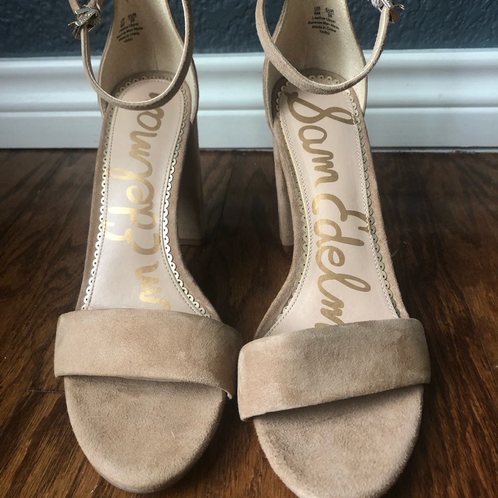 Sz 8 Sam Edelman Platform Heel Tan Suede Sandal